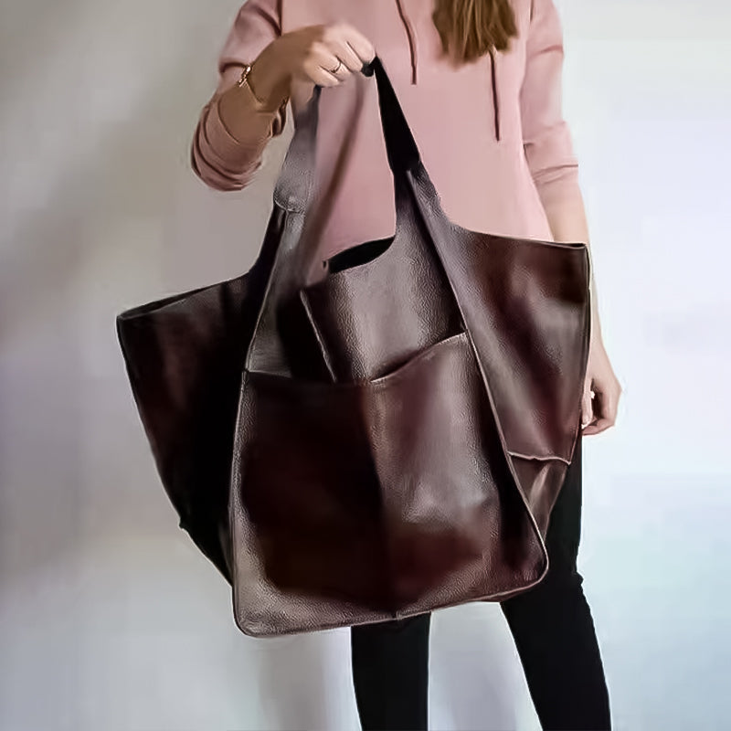 Seliore – Women’s Oversized PU Leather Weekender Bag with Multiple Carry Options