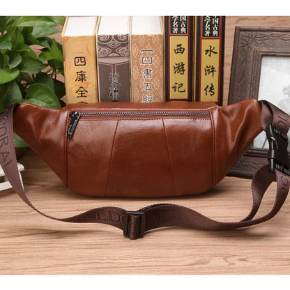 Seliore – Men’s Genuine Cowhide Leather Waist Bag with Adjustable Strap