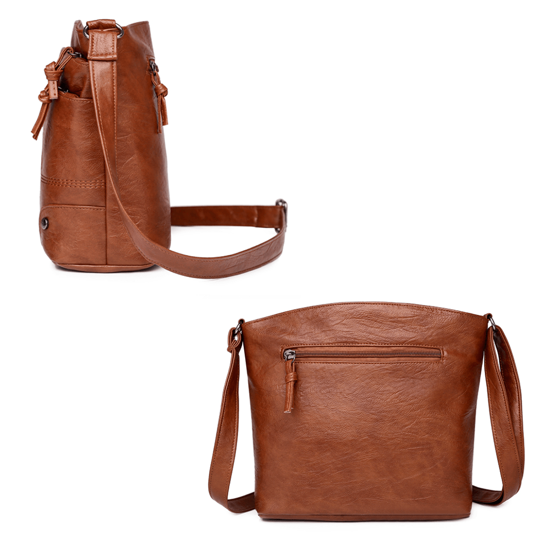 Seliore - Vintage Leather Shoulder Bag with Adjustable Strap