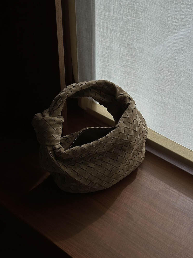 Seliore – Women’s Mini Suede Shoulder Bag with Woven Knot Design