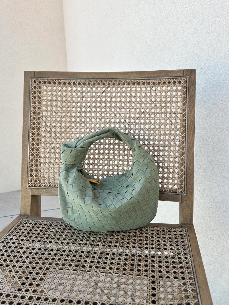 Seliore – Women’s Mini Suede Shoulder Bag with Woven Knot Design