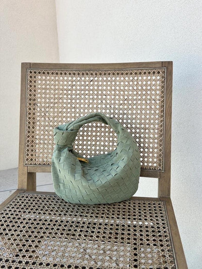 Seliore – Women’s Mini Suede Shoulder Bag with Woven Knot Design